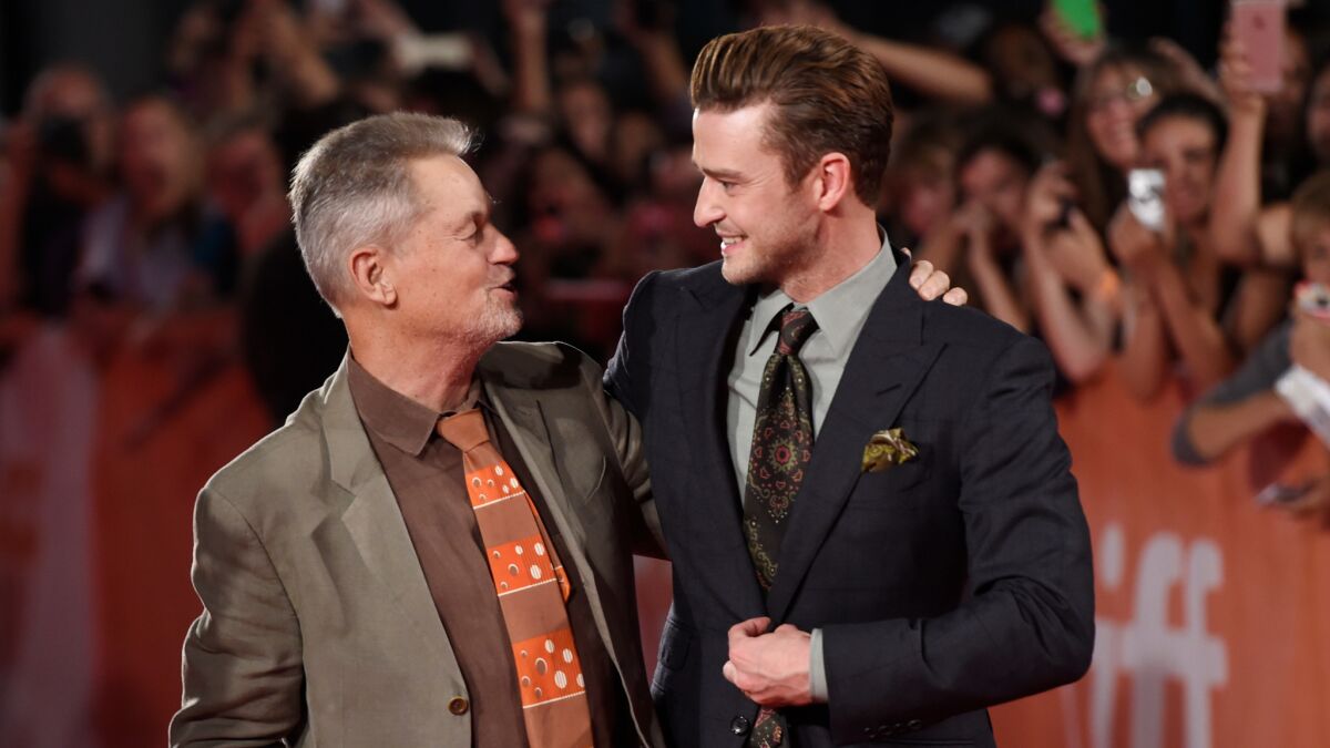 Jonathan Demme, left, and Justin Timberlake at the Toronto International Film Festival on Sept. 13.