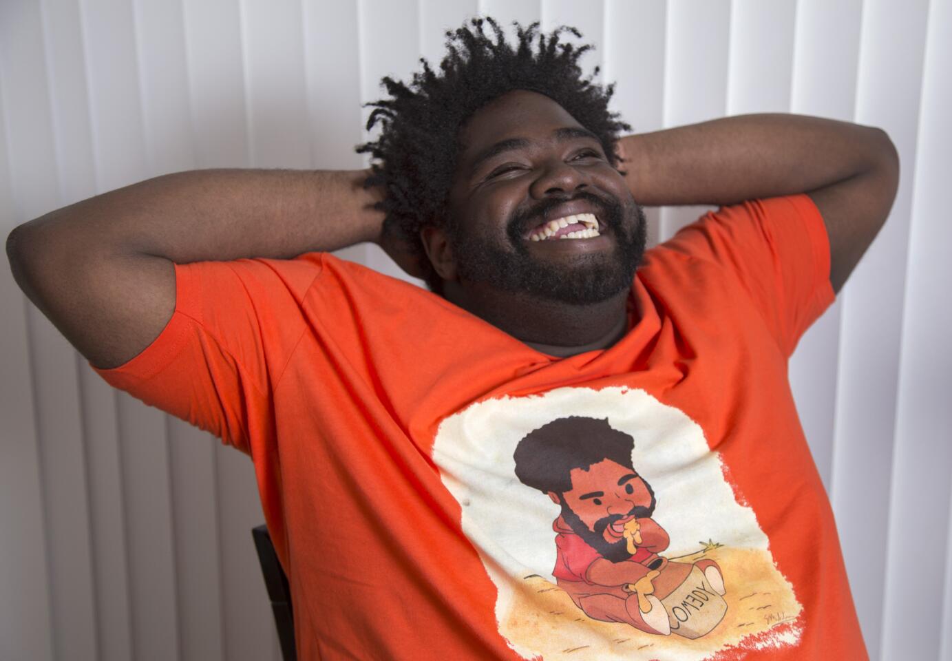 Comedian Ron Funches at his home in Glendale, Calif. Stand-up comedian Ron Funches plays Shelly on the new NBC sitcom, "Undateable."