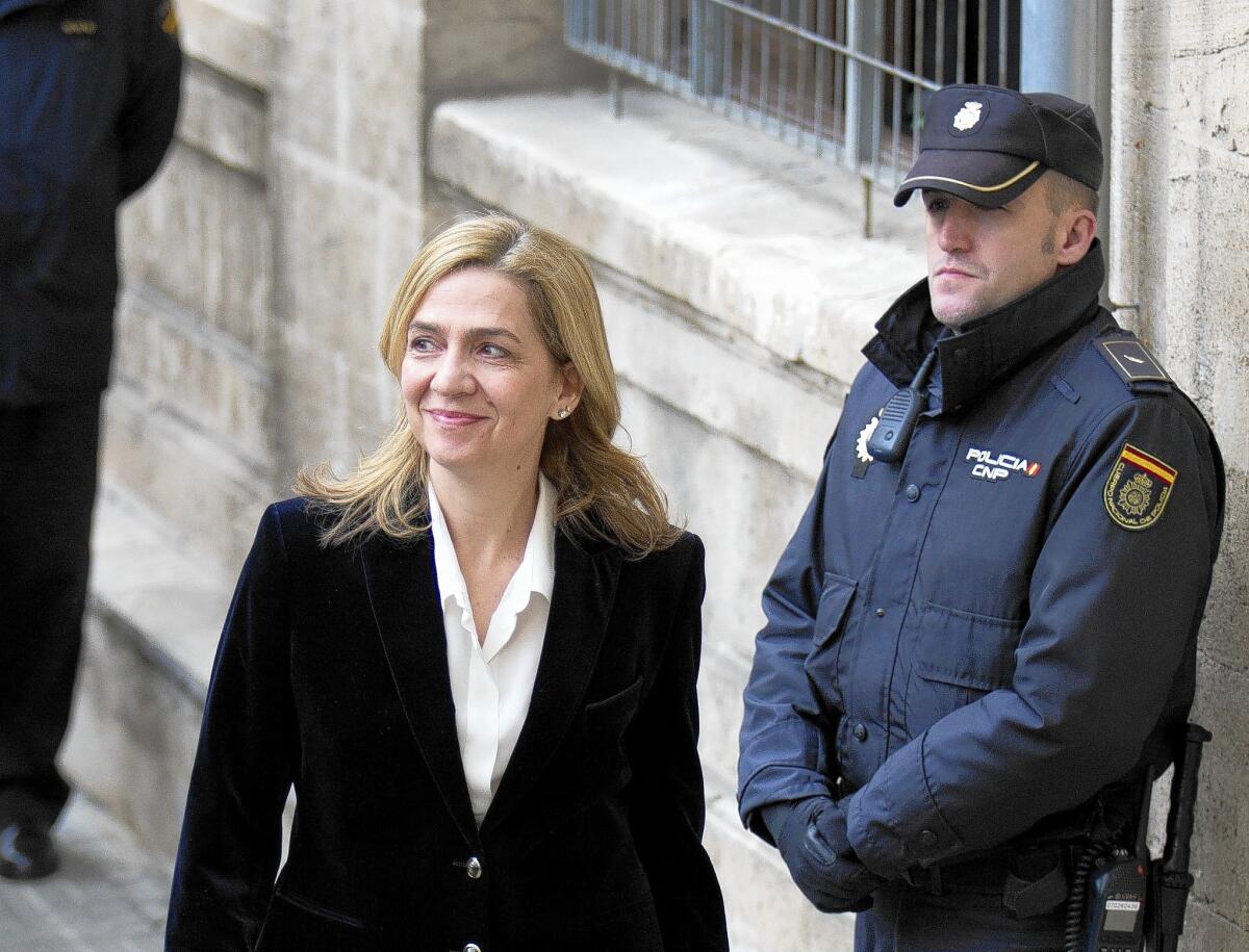 Spain's Princess Cristina, above in Mallorca in February, and her husband have been under investigation for years for allegedly embezzling about $8 million in public money through charitable sports foundations they ran.