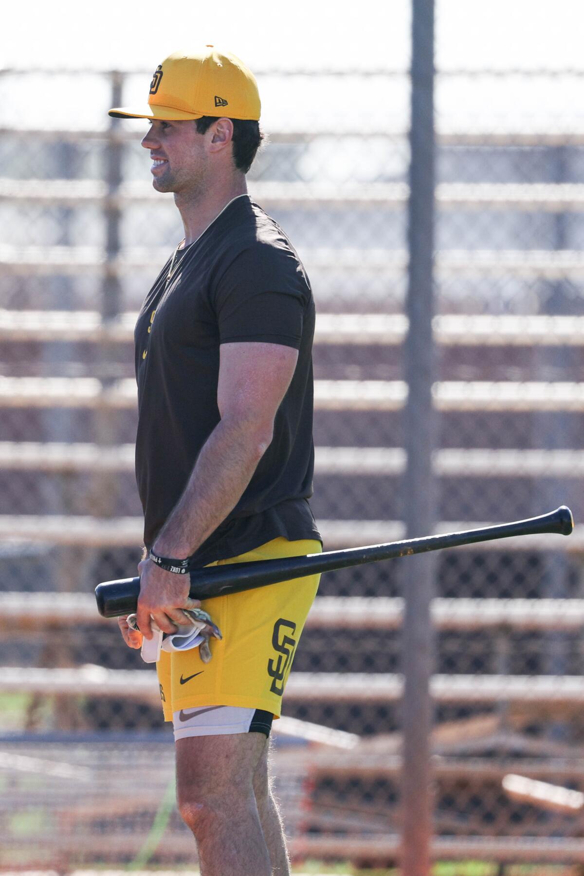 The Padres' Graham Pauley  during a spring training workout.