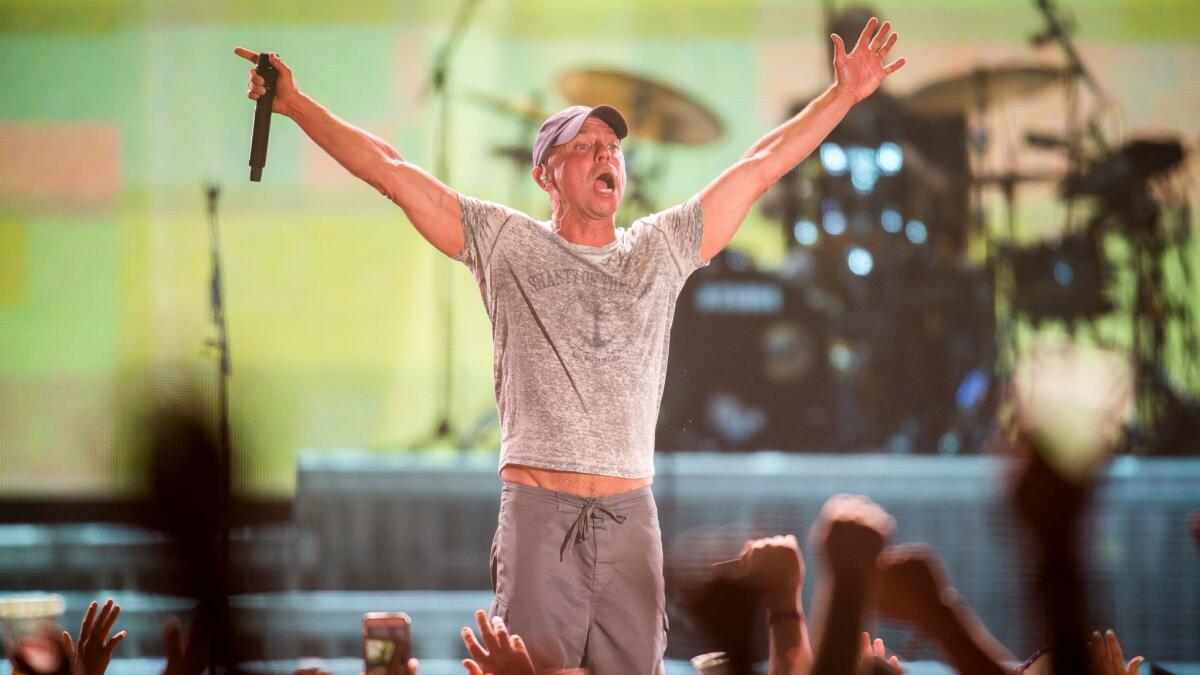 Headliner Kenny Chesney performs on the final day of the Stagecoach country music festival in Indio, Calif., on Sunday, April 30.