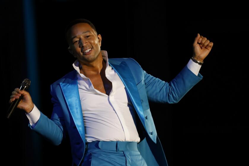 HOLLYWOOD, CA JUNE 15, 2019: John Legend performing on stage opening night at the Hollywood Bowl in Hollywood, CA June 15, 2019. (Francine Orr/ Los Angeles Times)