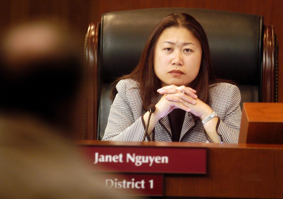 The state ethics agency is investigating whether some supporters of Sen. Janet Nguyen's 2012 campaign for Orange County Supervisor were improperly reimbursed by others for their contributions.