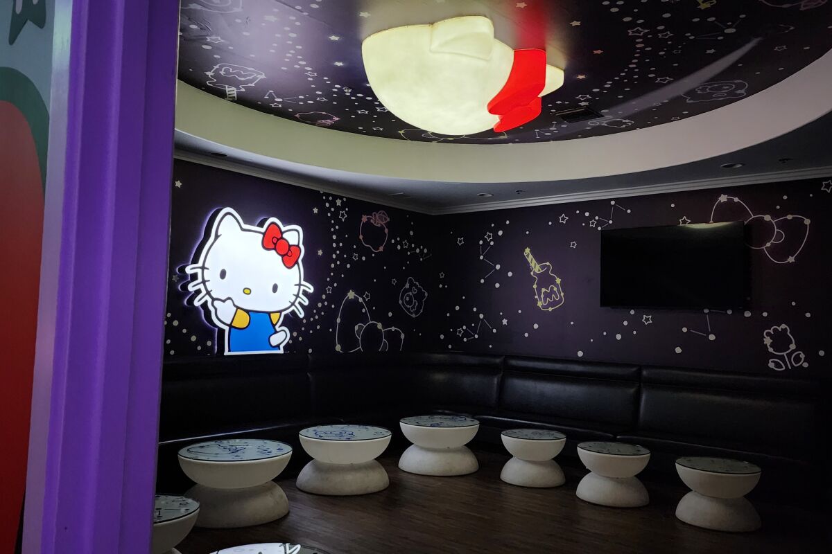 The Hello Kitty Starry Night karaoke room at Energy Bistro & Karaoke.