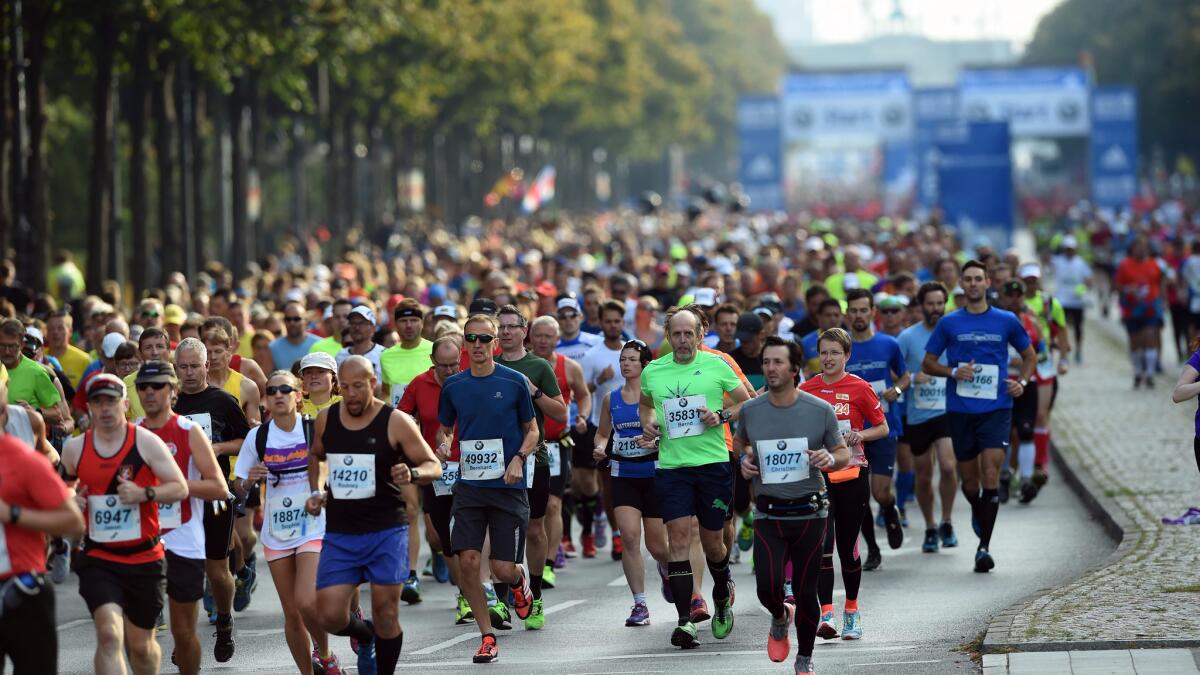 An immortal could run as many marathons as they wanted to over the course of their infinitely long lifetime. Above, athletes compete in the Berlin Marathon in Germany on Sept. 25.
