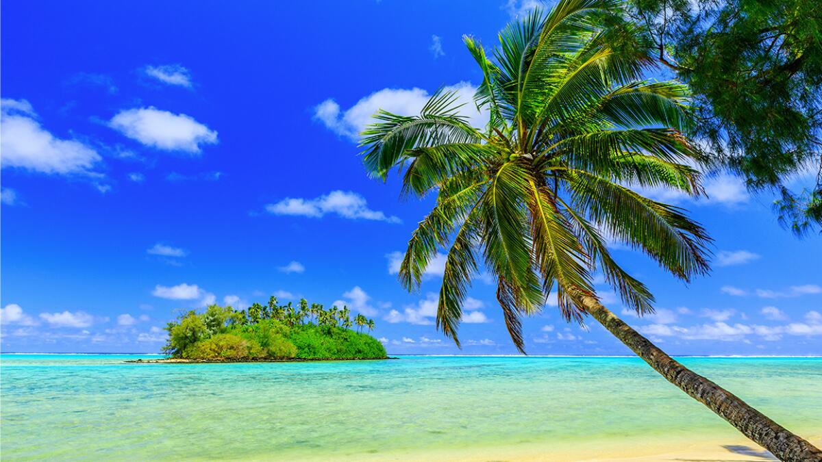 A motu, or islet, in the Cook Islands. You can fly round trip from LAX for less than $800 on specified dates this year and next.