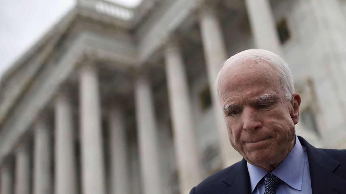 Sen. John McCain, who had surgery to remove a blood clot above his left eye, has been diagnosed with brain cancer.