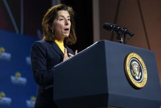 FILE - Commerce Secretary Gina Raimondo speaks before President Joe Biden to African leaders gathered for the U.S.-Africa Leaders Summit Dec. 14, 2022, in Washington. (AP Photo/Patrick Semansky, File)