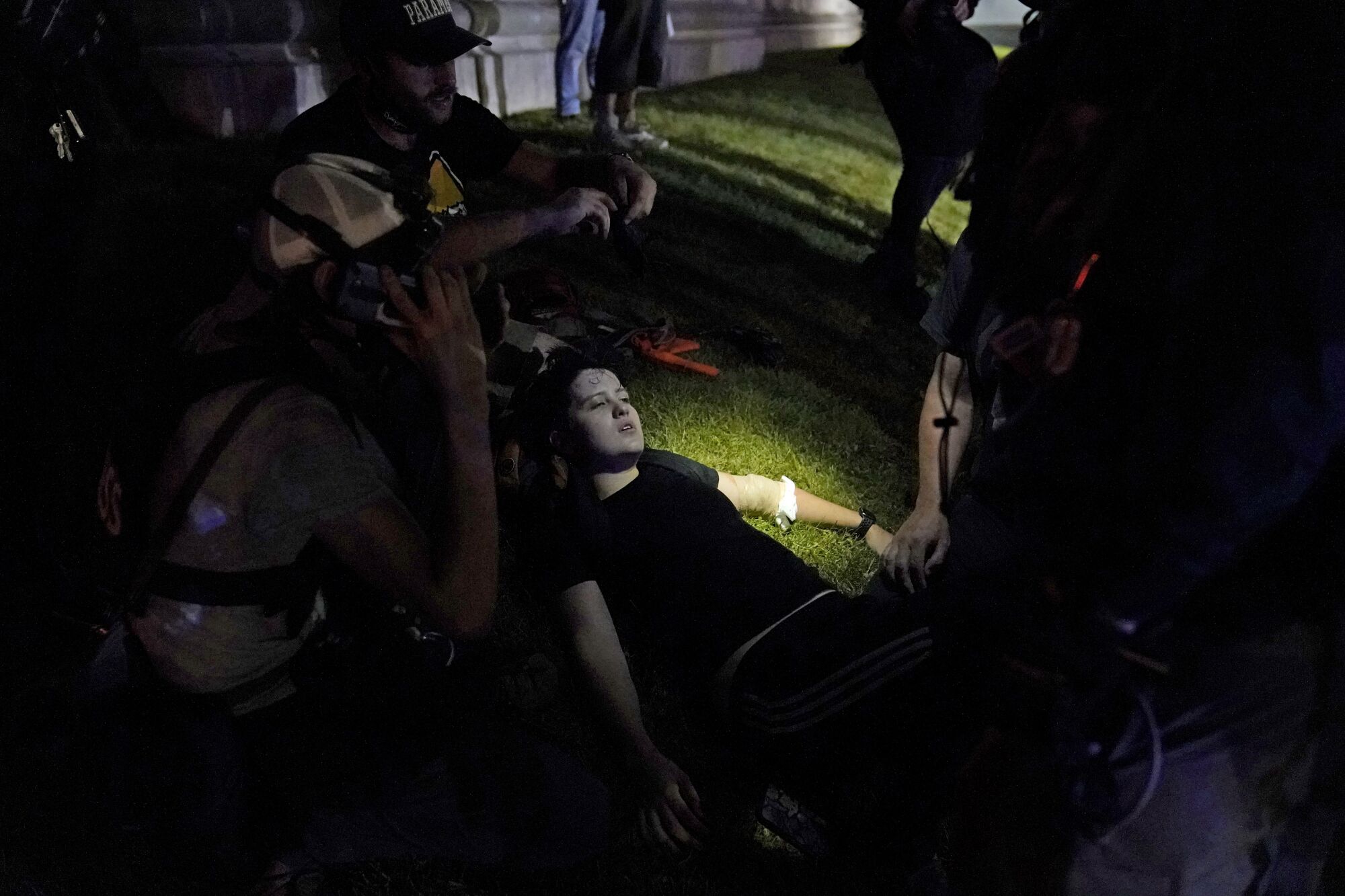 An injured protester.