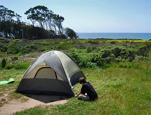 Manresa Uplands Campground at Manresa State Beach is a hike-in/tent-only facility on gently sloping bluffs that overlook Monterey Bay, Calif. The area has the look and feel of a nature preserve. Campers can pitch tents in native grasses. The state beach is close enough for day trips to UC Santa Cruz, which is about 20 miles away, but far from the sights and sounds of civilization.