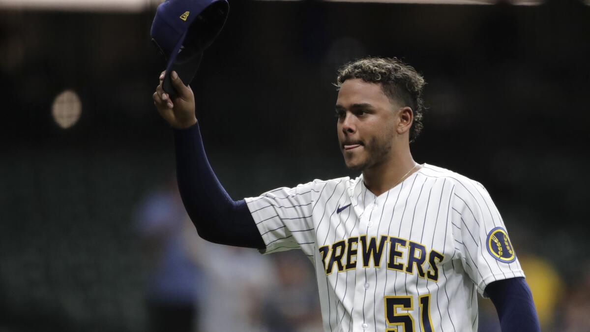 Peralta nearly throws birthday no-no, Brewers beat D'backs - The San Diego  Union-Tribune