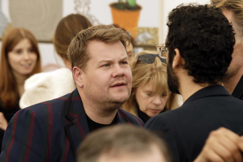 LOS ANGELES, CALIFORNIA—FEB. 12, 2020—James Corden along with thousands attend Frieze 2020 in Los Angeles, California, Feb. 12, 2020. (Carolyn Cole/Los Angeles Times)