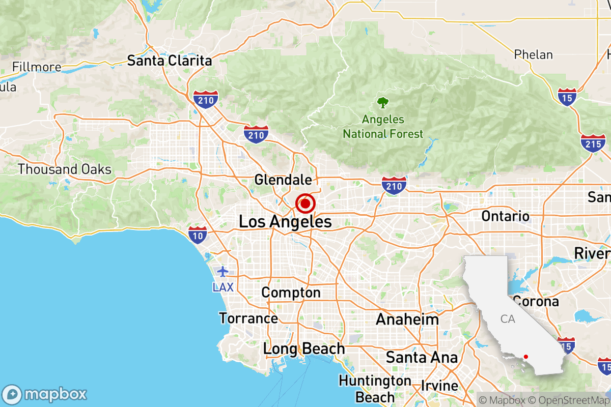 A map shows the location of Monday's quake in Los Angeles.