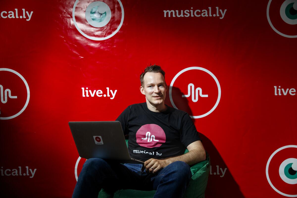 Alex Hofmann, president of North America, of the popular social app, Musical.ly, photographed inside its Santa Monica office last week. (Jay L. Clendenin / Los Angeles Times)