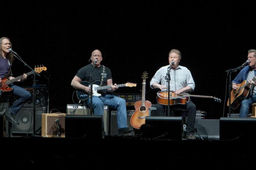 INGLEWOOD, CA - JANUARY 15, 2014: The Eagles perform at the newly renovated Forum on January 15, 2014 in Inglewood, California. From the left: Timothy Schmit, Bernie Leadon, Don Henley and Glenn Frey.(Gina Ferazzi / Los Angeles Times)