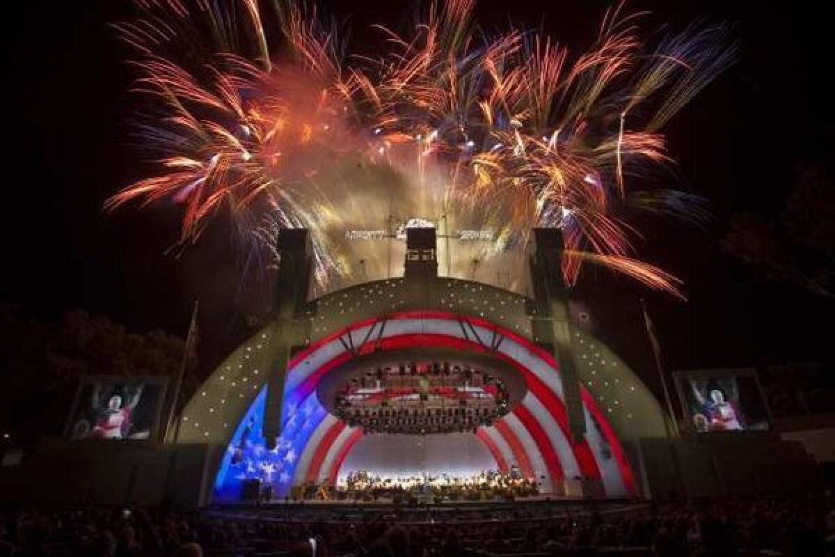 The Hollywood Bowl shell lighted up like a rainbow for the Playboy Jazz Festival in 2018.