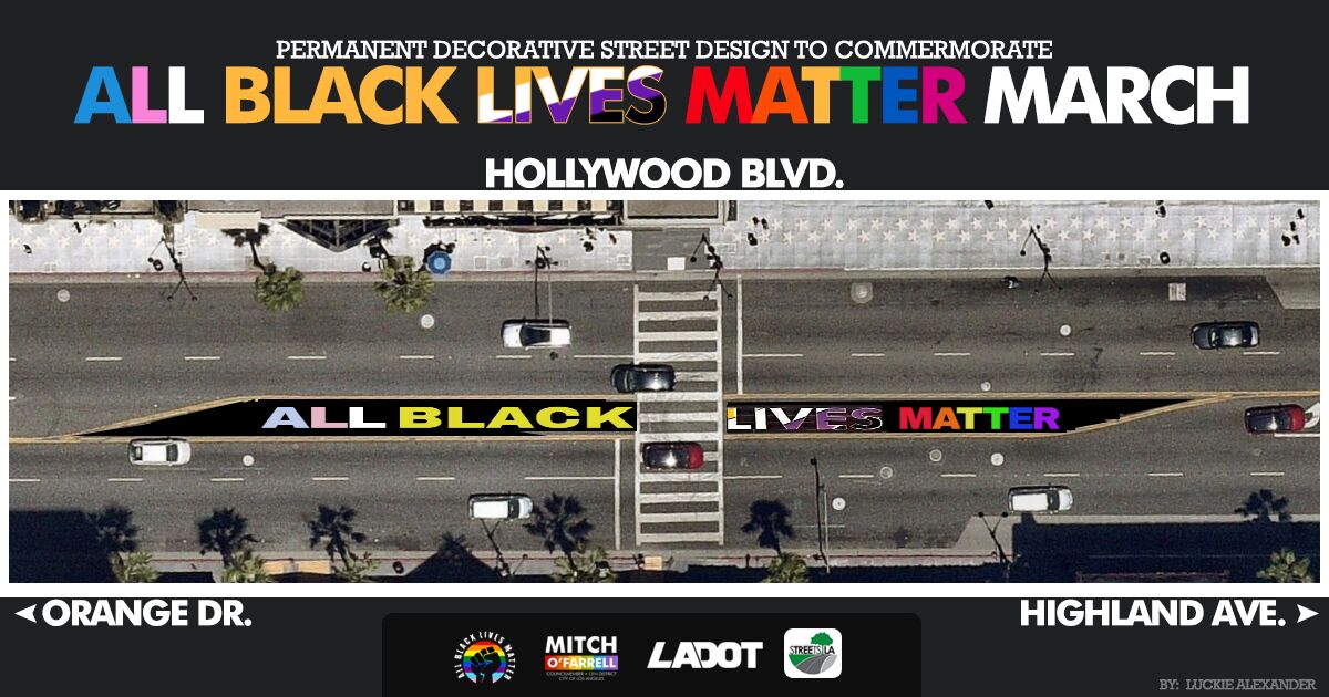 Crews with StreetsLA will begin the work to install a permanent decorative street design.