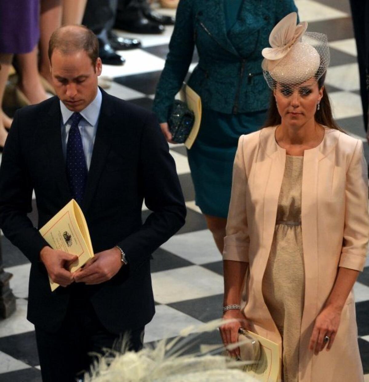 The Duke and Duchess of Cambridge attend a service June 4 at Westminster Abbey in London to celebrate the 60th anniversary of the coronation of Britain's Queen Elizabeth II. The duchess is to christen a new ship on Thursday in Southampton, England.