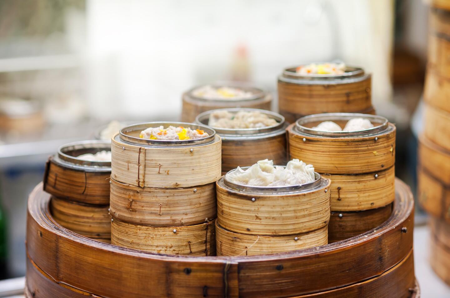 Hong Kong dim sum is the definitive version. DimDimSum’s siu mai (steamed pork dumplings), har gow (steamed shrimp dumplings) and char siu bao (BBQ pork steamed buns) are rated excellent. The atmosphere is buzzing with students, travelers and lovers of dim sum on a budget.
