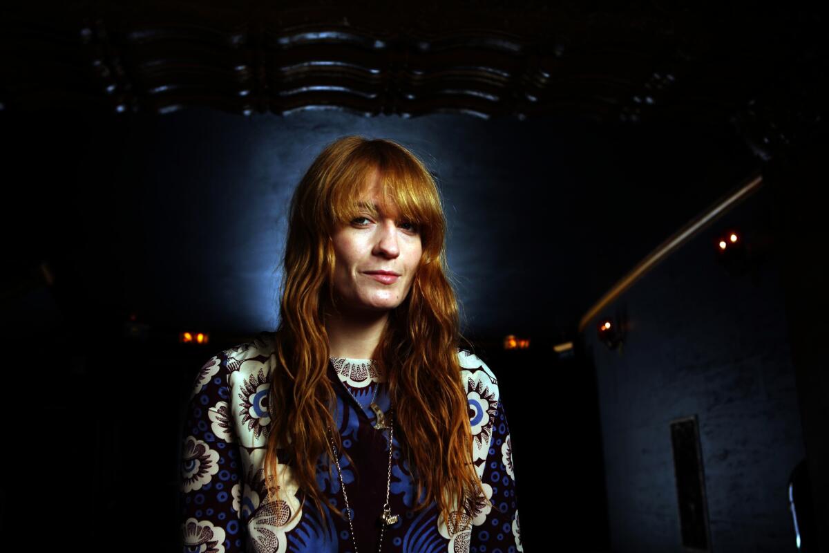 Florence Welch, lead vocalist of Florence + the Machine, inside the Theatre at the Ace Hotel in downtown Los Angeles on April 15.