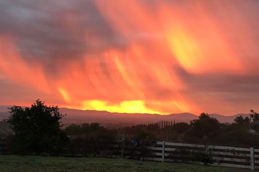 Tracy Vranken took this photo from her backyard on the Westside looking toward R-town at sunrise a day or two after Tropical Storm Kay came through.