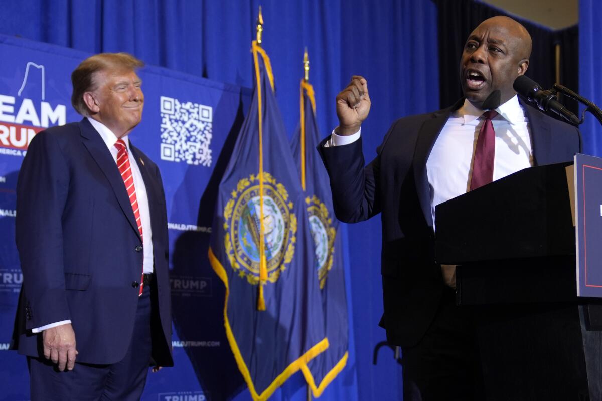 Former GOP presidential candidate Tim Scott endorses Trump for nomination (sandiegouniontribune.com)