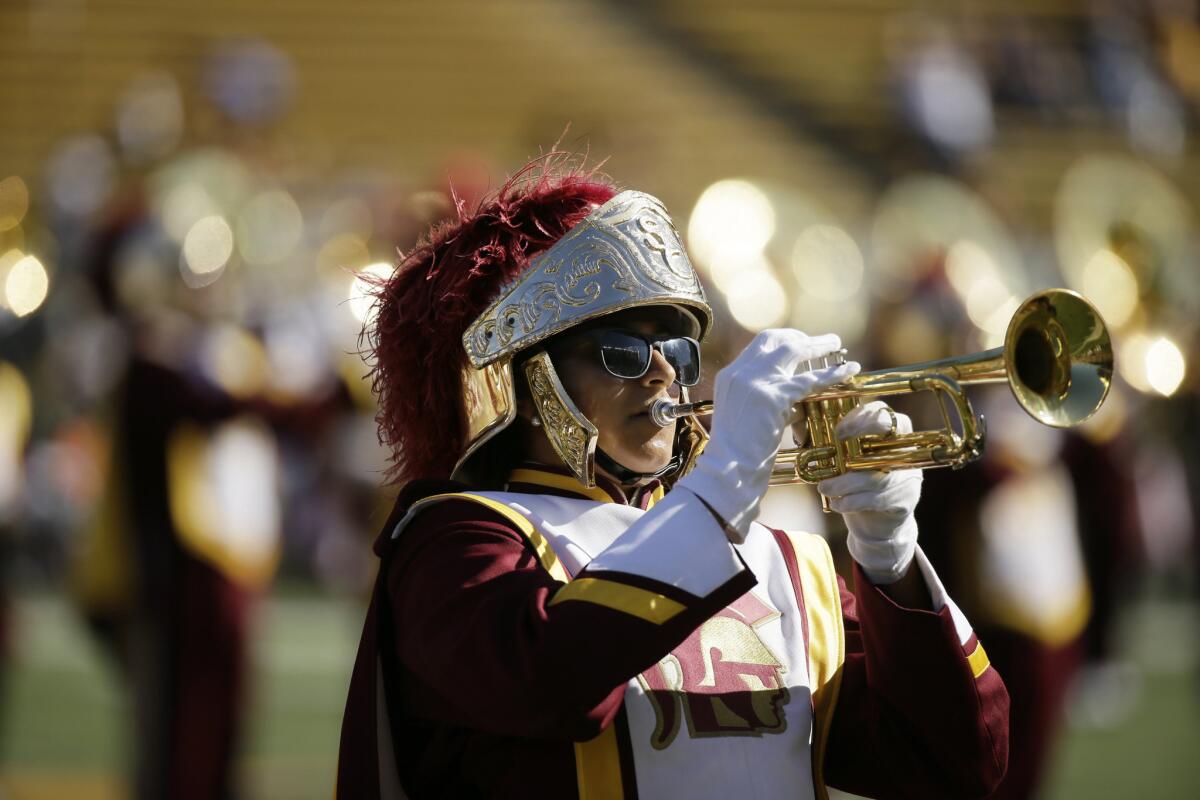 The USC band peforms before the start of a game against California in Berkeley on Oct. 31.