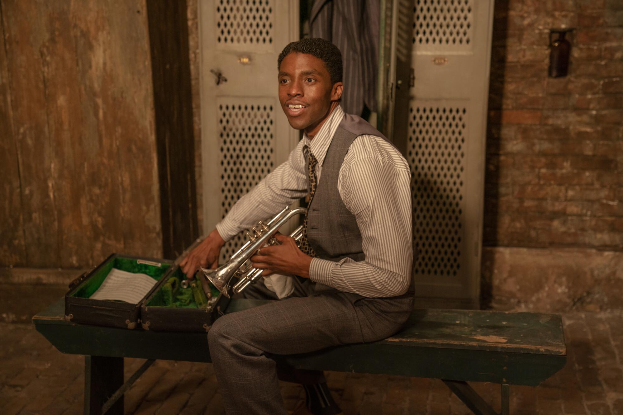 Chadwick Boseman as trumpet player Levee in "Ma Rainey's Black Bottom"