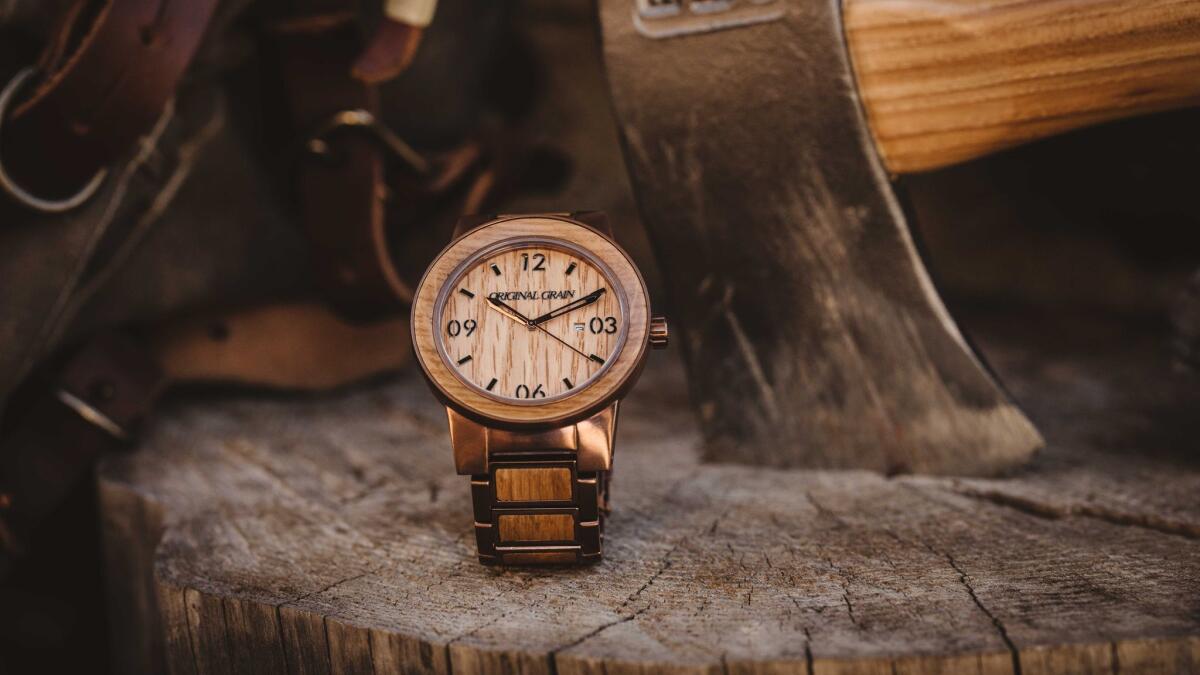 Watches from Original Grain, made from repurposed bourbon barrels.