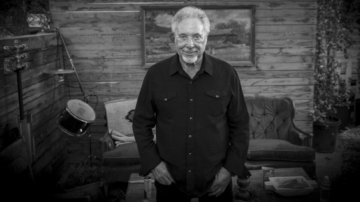 Tom Jones, photographed in the artist compound backstage at the Stagecoach country music festival in Indio, where he performed on Sunday.