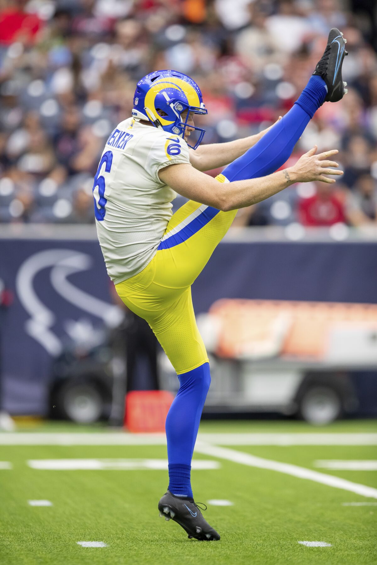 Johnny Hekker punts for the Rams against the Houston Texans in October.