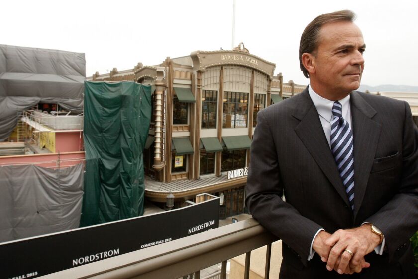 Rick J. Caruso overlooks Nordstrom, under construction at The Americana at Brand in Glendale in 2013.