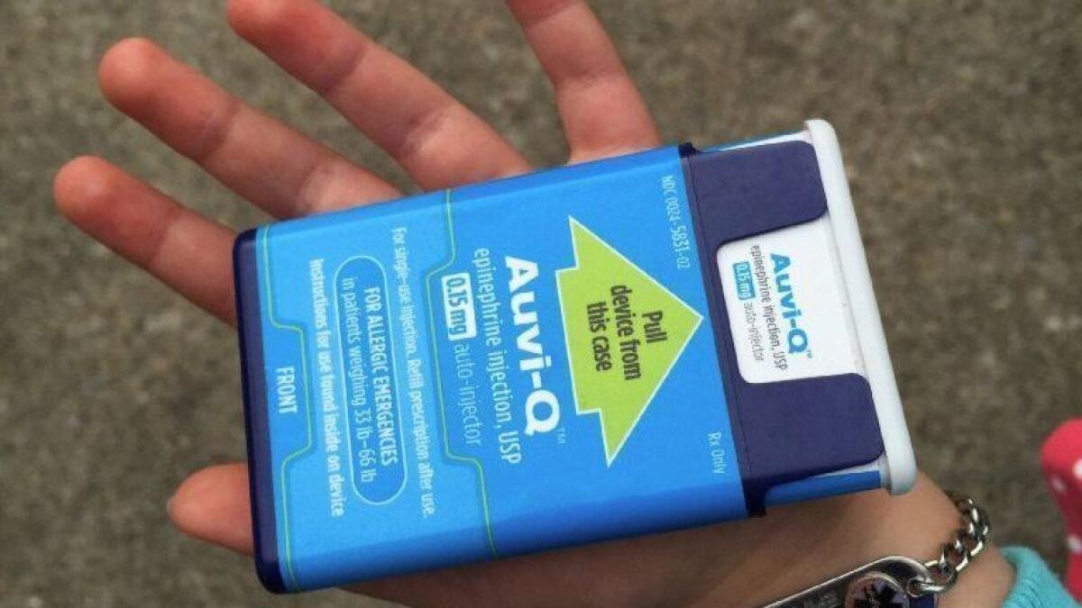 The Auvi-Q epinephrine auto-injector, which will be stocked at Walgreens stores nationwide, has a wholesale price of $4,900 for a two-pack but will be free to most consumers because its manufacturer will cover any out-of-pocket costs for people with private insurance.