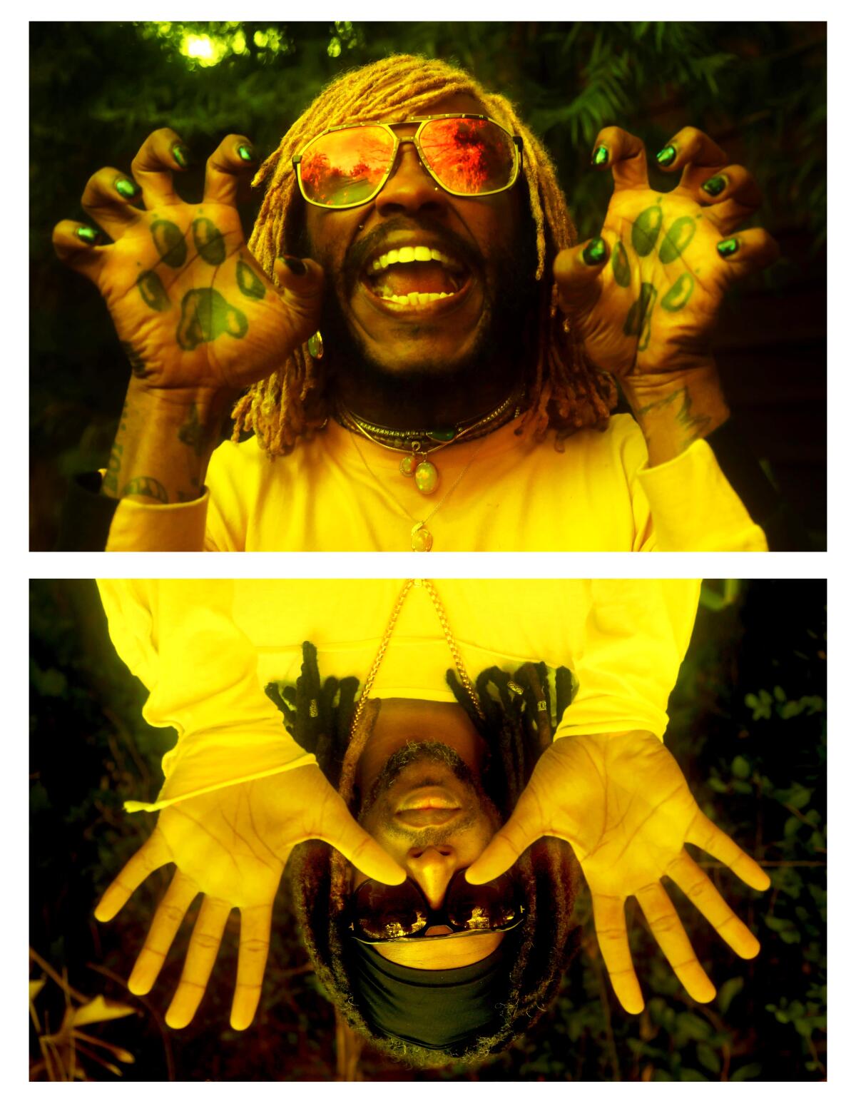 Bassist Thundercat, top, and producer Flying Lotus, bottom photo