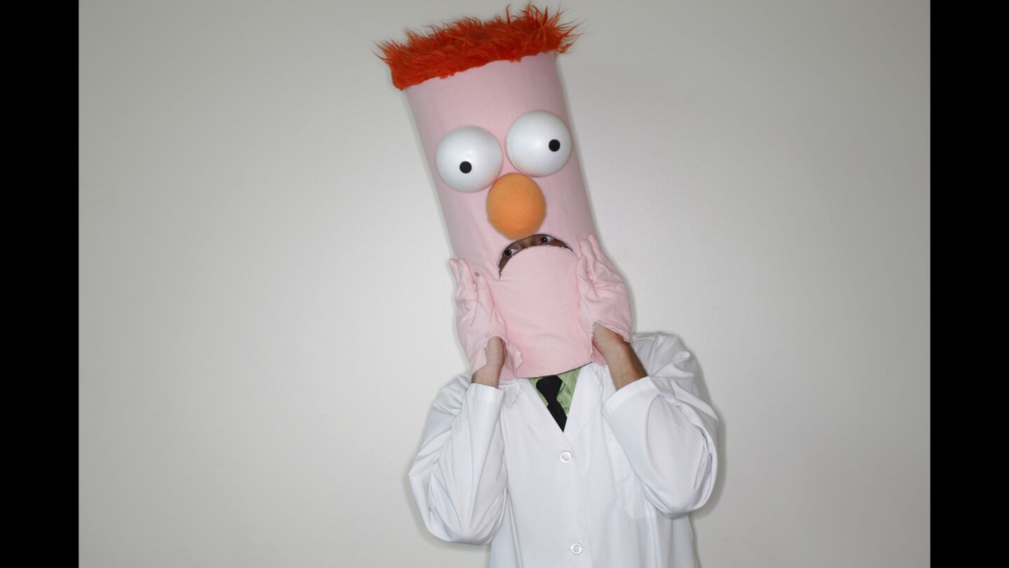 Cosplayer Matthew Edrick as Beaker from the Muppet Show at Comic-Con in San Diego.