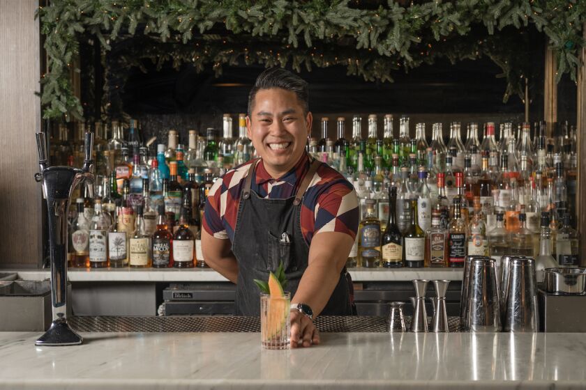 Kevin, a mixologist at DTLA's Death & Co, creates a Shochu Highball called the "Wolf Song."