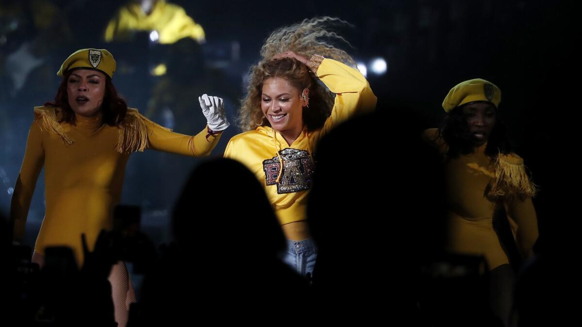 Beyonce at the Coachella Valley Music and Arts Festival on Saturday.