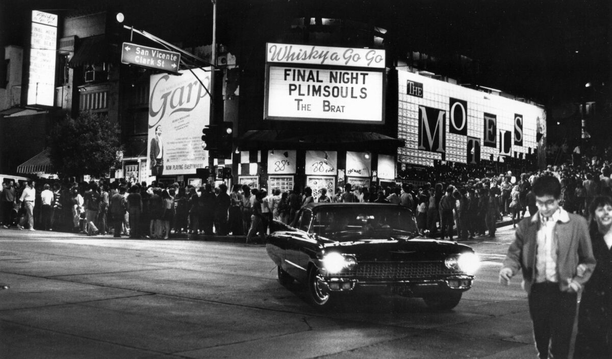 A crowd outside the Whisky a Go Go on the Sunset Strip in 1982. (Marsha Traeger / Los Angeles Times)
