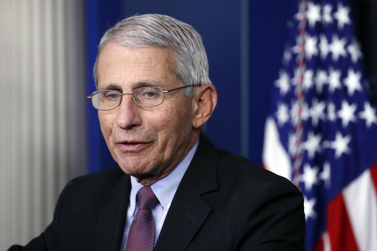 FILE - In this April 22, 2020, file photo, Dr. Anthony Fauci