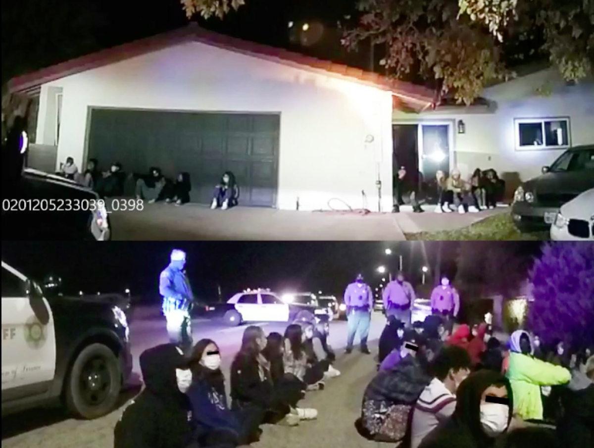 Sheriff's officials busted a large party in Palmdale.