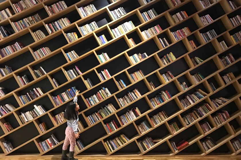 The Girl Reaching books in library