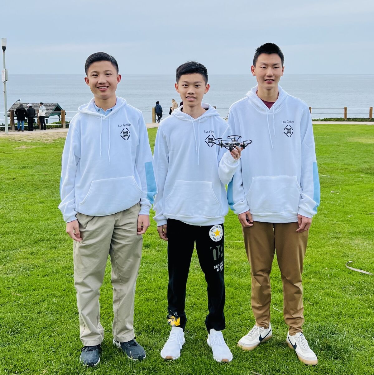 Chris Zheng and Ethan Sun of The Bishop's School and Steve Zhang of Francis Parker School