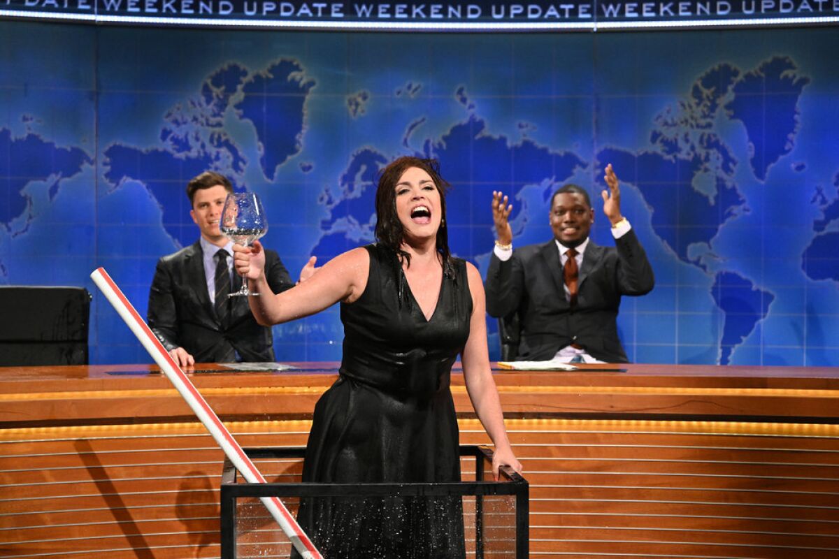 Cecily Strong as Judge Jeanine Pirro during "Weekend Update" on "Saturday Night Live."