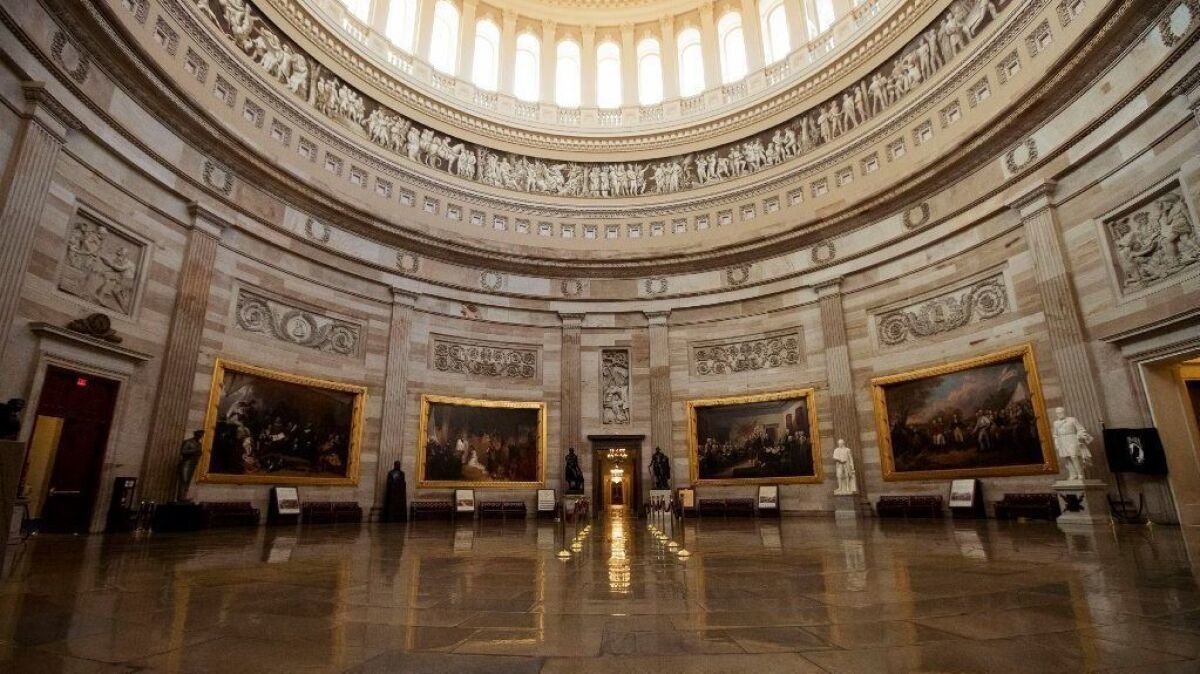 The empty U.S. Capitol Rotunda is seen during a partial government shutdown on Dec. 24.