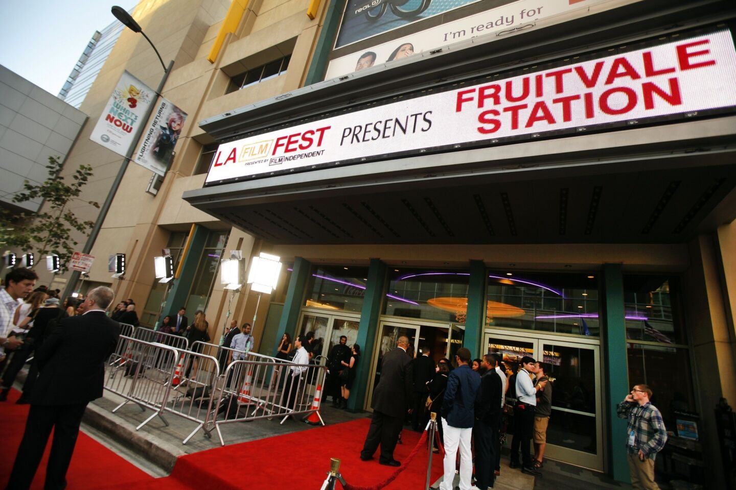 The cast walks the red carpet at the screening of "Fruitvale Station" at the Los Angeles Film Festival on June 17, 2013.