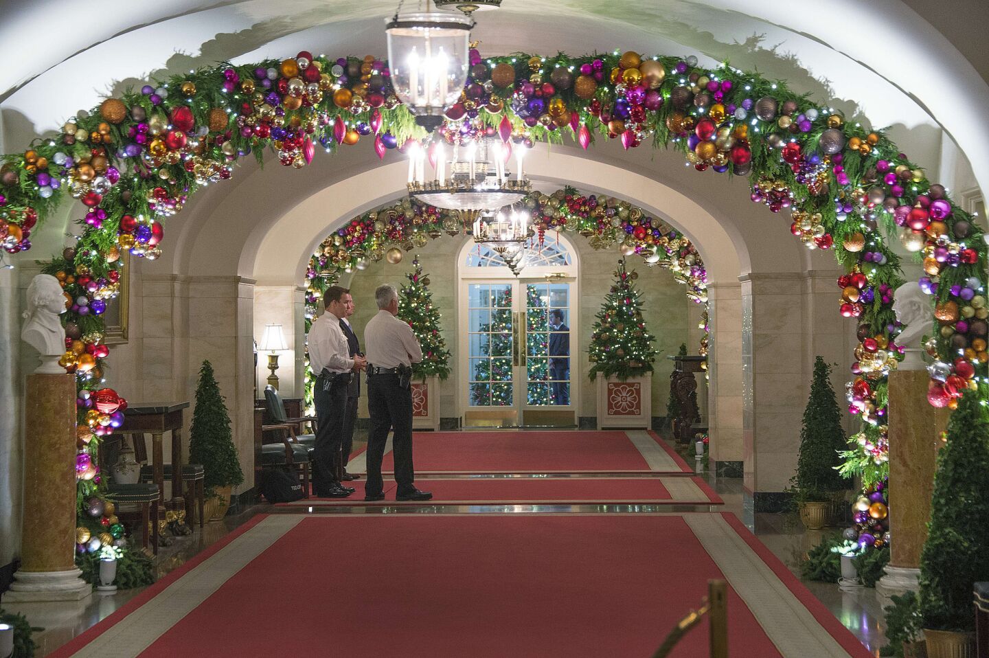 Even the White House hallways are heavily decorated at this time of the year.