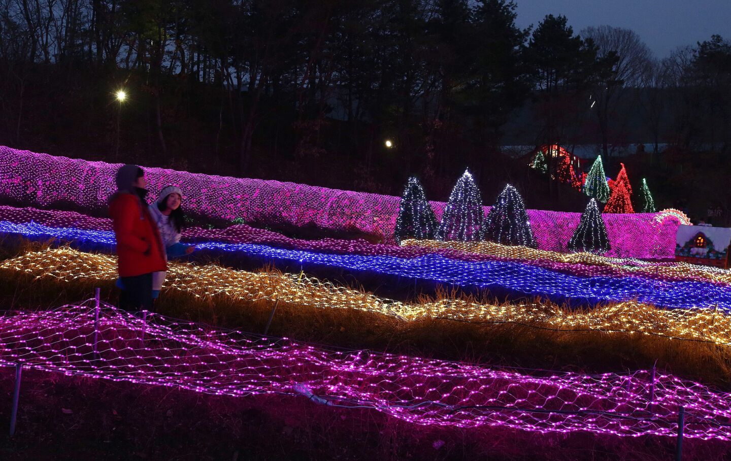 It's a blanket of Christmas lights at Santa Claus Village on Hub Island in Pocheon, South Korea.