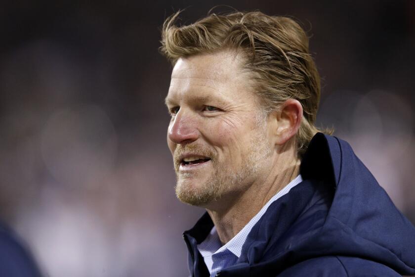 CHICAGO, IL - DECEMBER 09: General Manager Les Snead of the Los Angeles Rams watches warm-ups prior to the game against the Chicago Bears at Soldier Field on December 9, 2018 in Chicago, Illinois. (Photo by Joe Robbins/Getty Images) ** OUTS - ELSENT, FPG, CM - OUTS * NM, PH, VA if sourced by CT, LA or MoD **