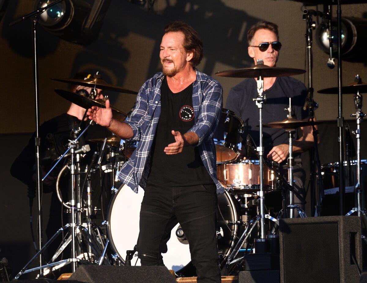 Eddie Vedder (left) and Matt Cameron of Pearl Jam at London's Hyde Park, July 9, 2022.