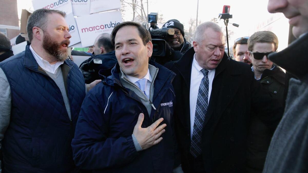 Marco Rubio after thanking supporters in Manchester, N.H.